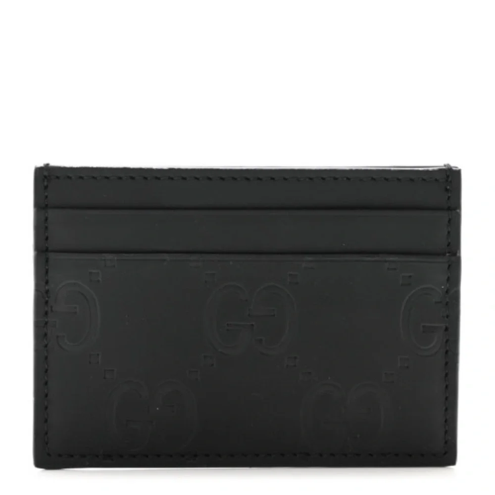 GUCCI Rubber Effect GG Embossed Card Holder Black - Picture 1 of 9